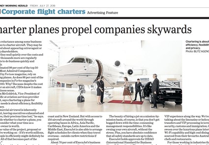 July 2018 - Sydney Morning Herald - Charter planes propel companies skywards