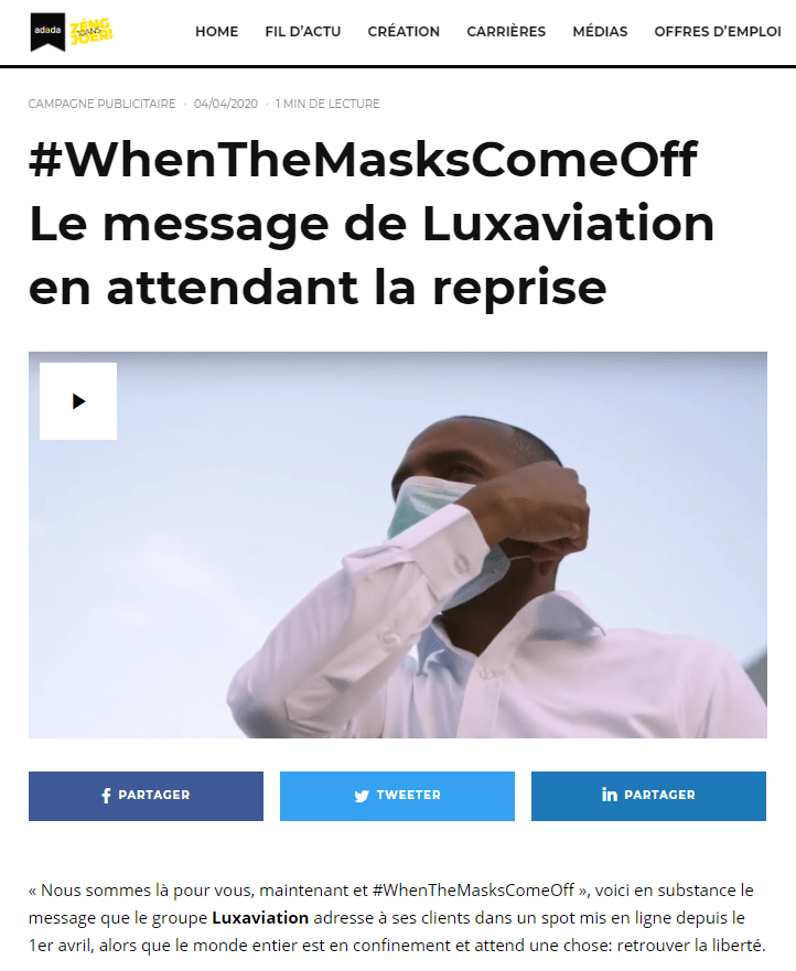 #WhenTheMasksComeOff Le message de Luxaviation en attendant la reprise