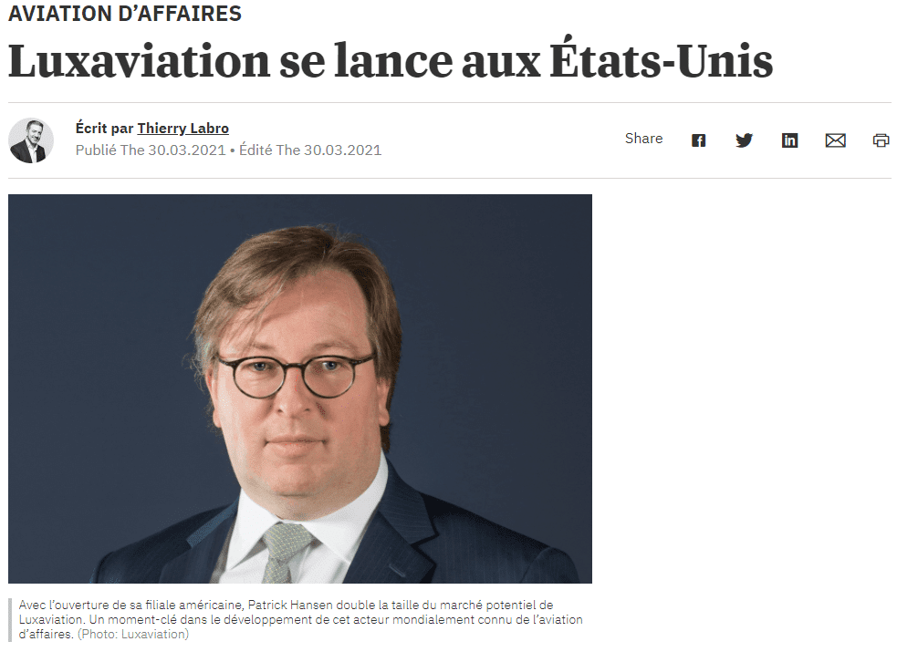 Luxaviation se lance aux États-Unis