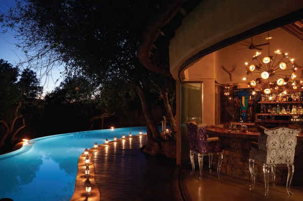 Main bar pool deck at sunset